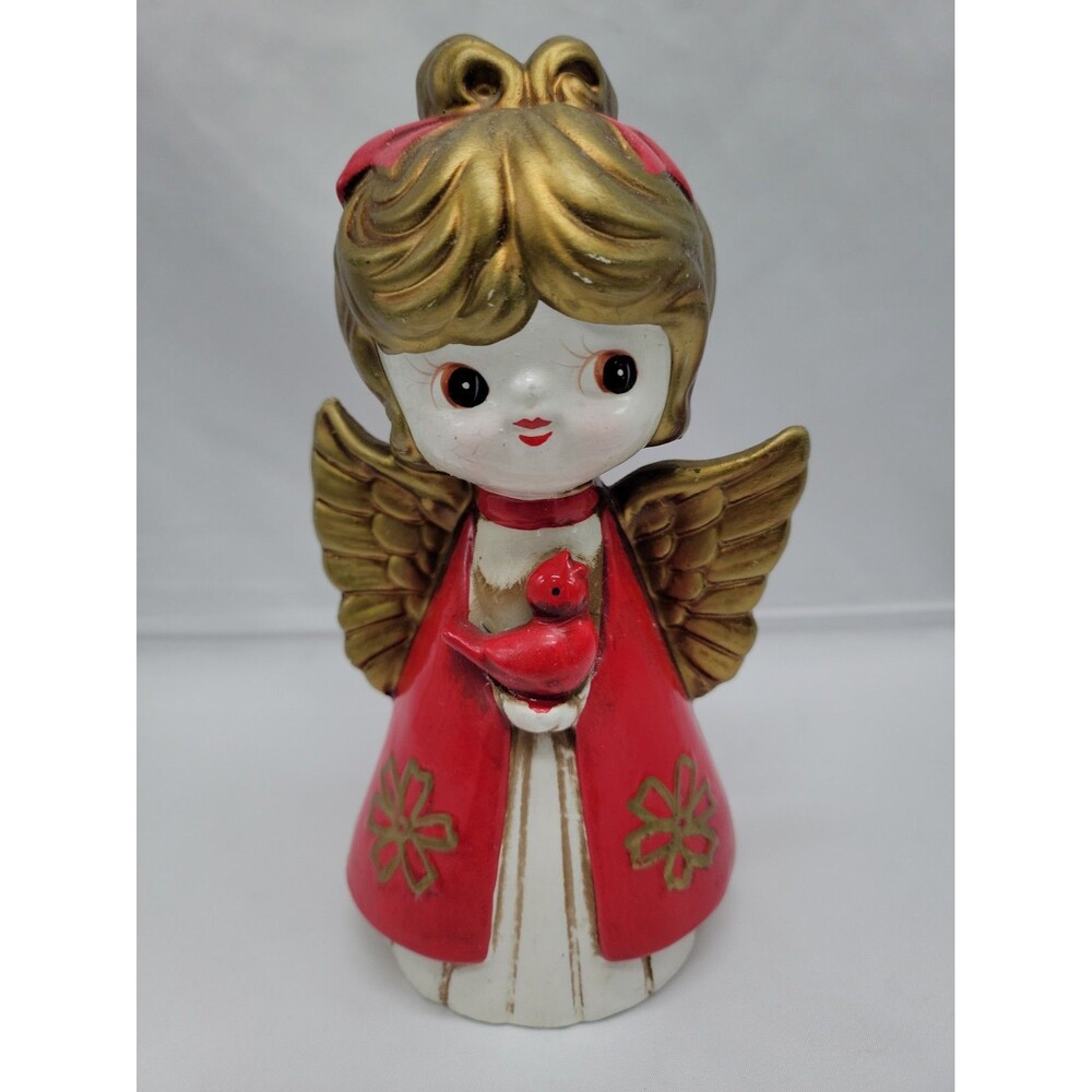 Howard Holt Angel Red, Gold & White W/Bird - Vintage Mid Century 1960s